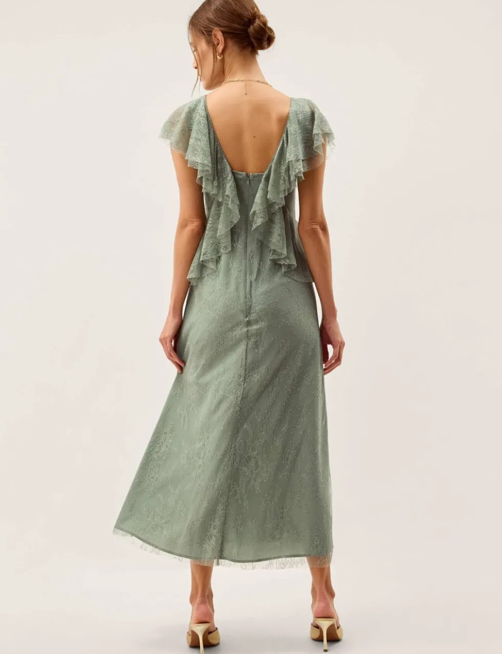 Lace V-Neck Midaxi Tea Dress