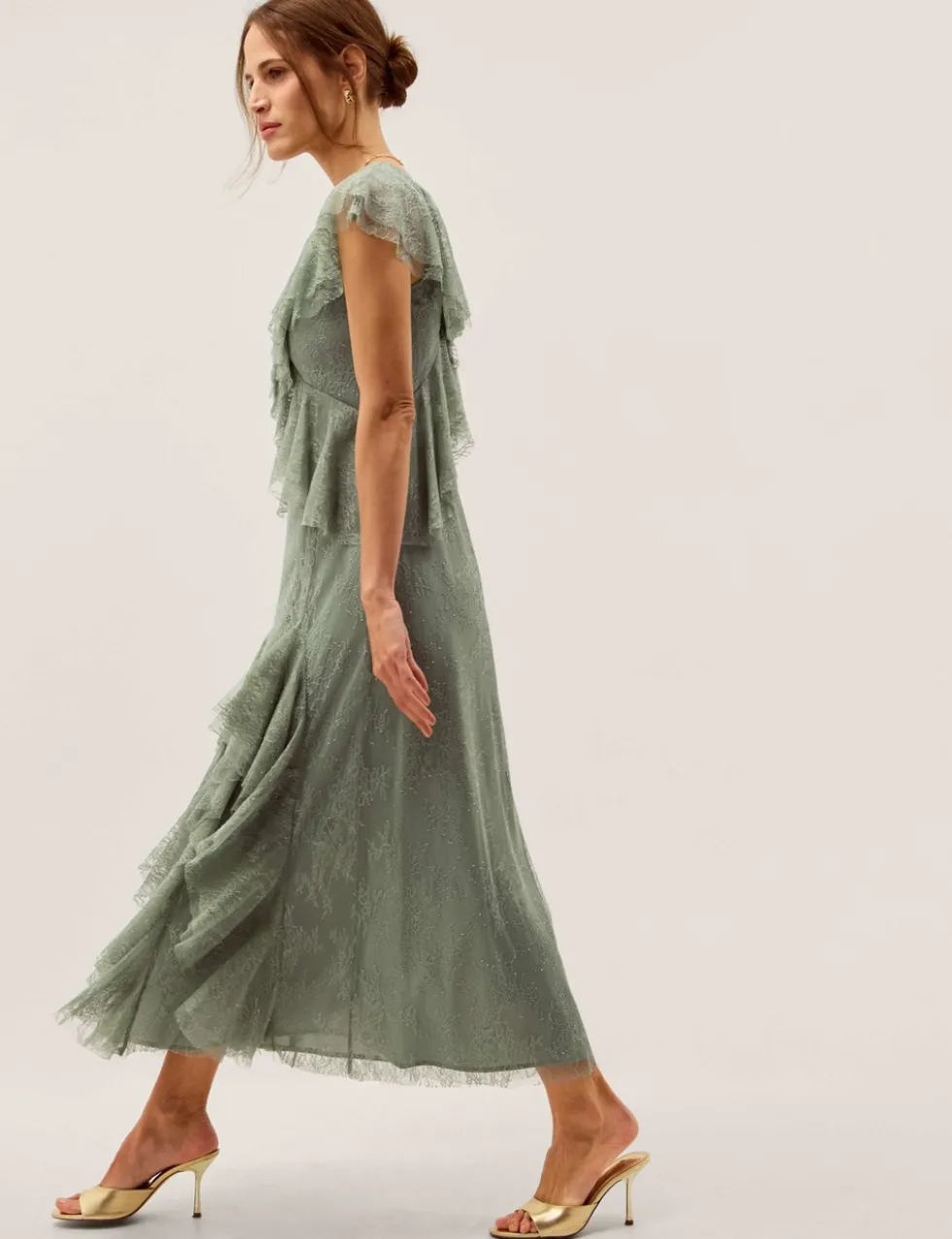 Lace V-Neck Midaxi Tea Dress
