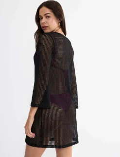 Lace V-Neck Mini Beach Dress