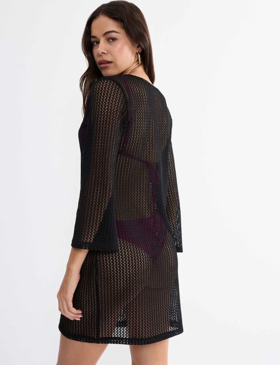 Lace V-Neck Mini Beach Dress