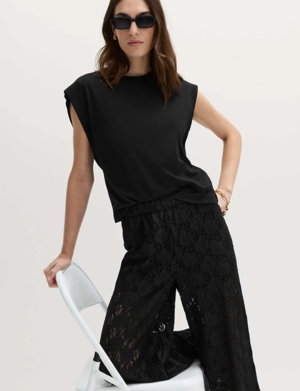 Lace Wide Leg Trousers