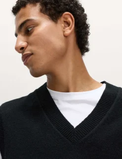 Lambswool Blend V-Neck Knitted Vest