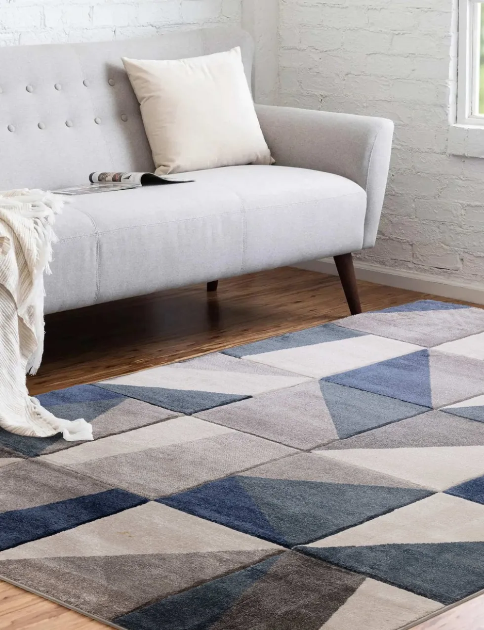 Large Carved Triangles Rug