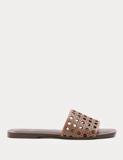 Laser Cut Flat Mule Sandals