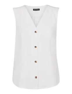 Laura Pure Linen Button Through Tank Top