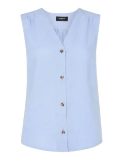 Laura Pure Linen Button Through Tank Top