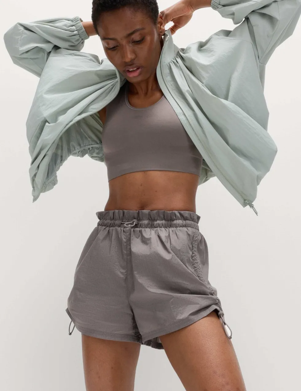 Layered Ruched Running Shorts