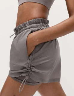 Layered Ruched Running Shorts