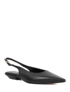 Leather Angle Heel Pointed Slingback Shoes