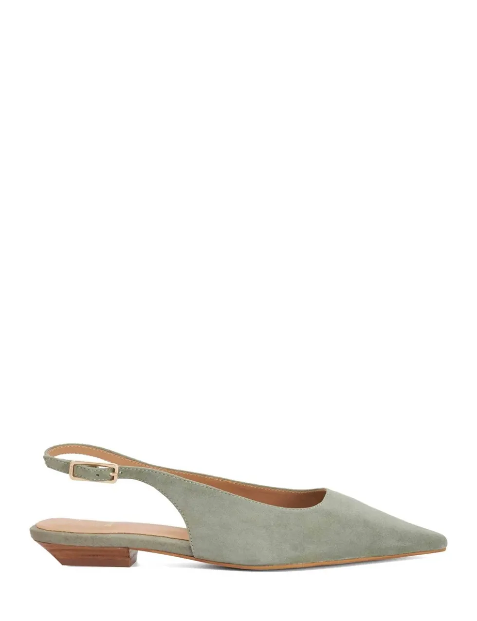 Leather Angle Heel Pointed Slingback Shoes