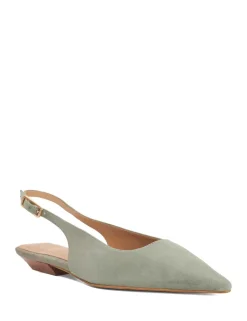 Leather Angle Heel Pointed Slingback Shoes