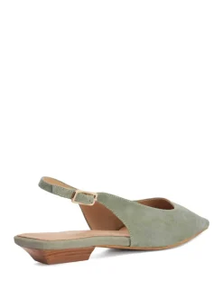 Leather Angle Heel Pointed Slingback Shoes