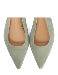 Leather Angle Heel Pointed Slingback Shoes