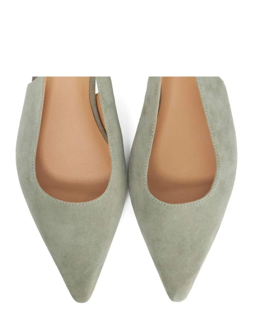 Leather Angle Heel Pointed Slingback Shoes