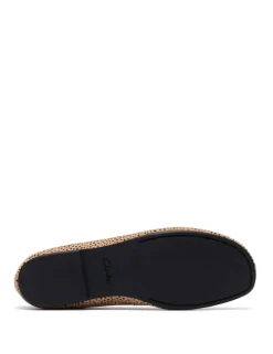 Leather Animal Print Flat Slip On Shoes