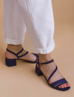 Leather Ankle Strap Block Heel Sandals