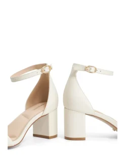 Leather Ankle Strap Block Heel Sandals