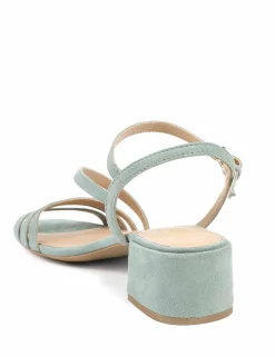 Leather Ankle Strap Block Heel Sandals