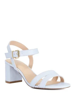 Leather Ankle Strap Block Heel Sandals