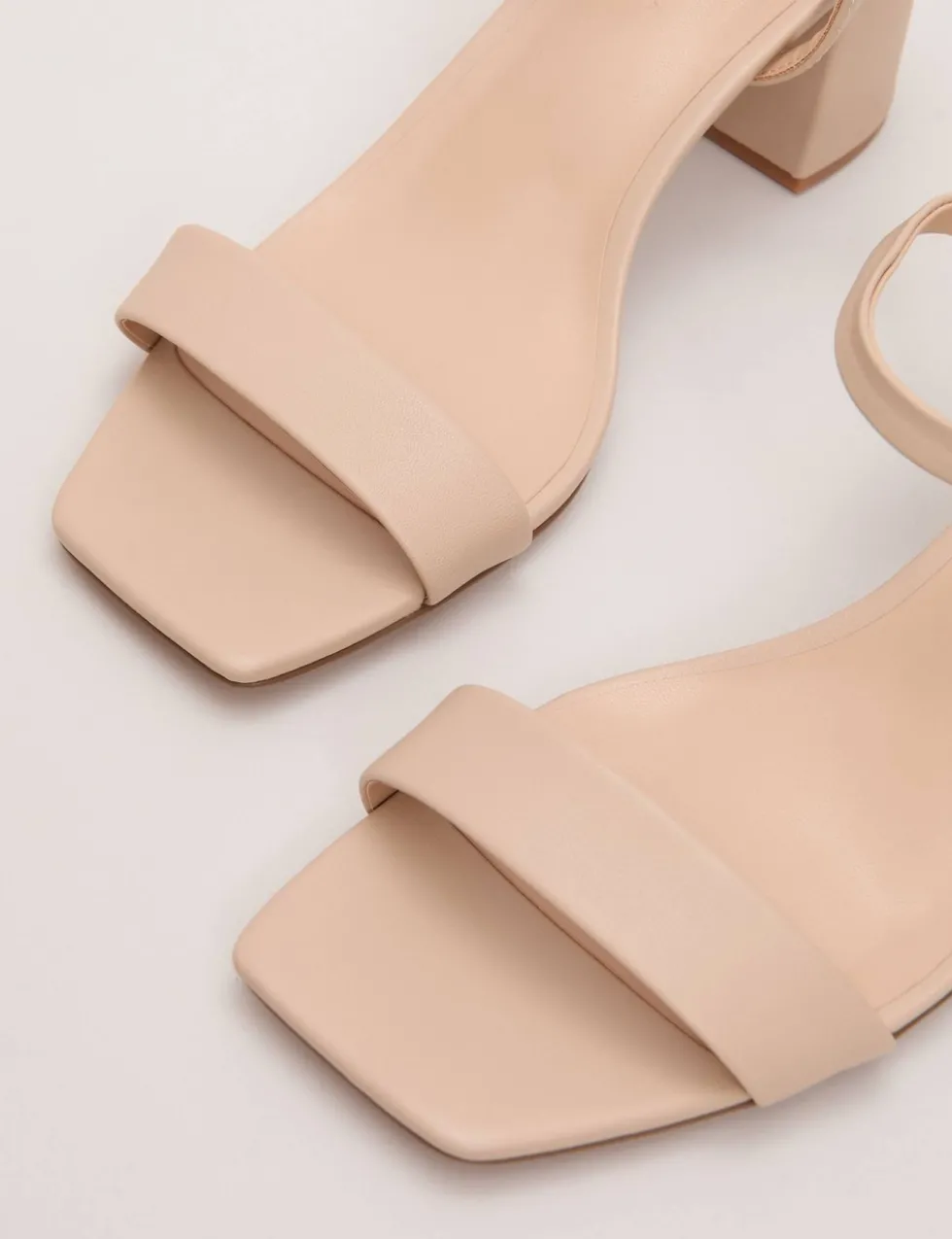 Leather Ankle Strap Block Heel Sandals