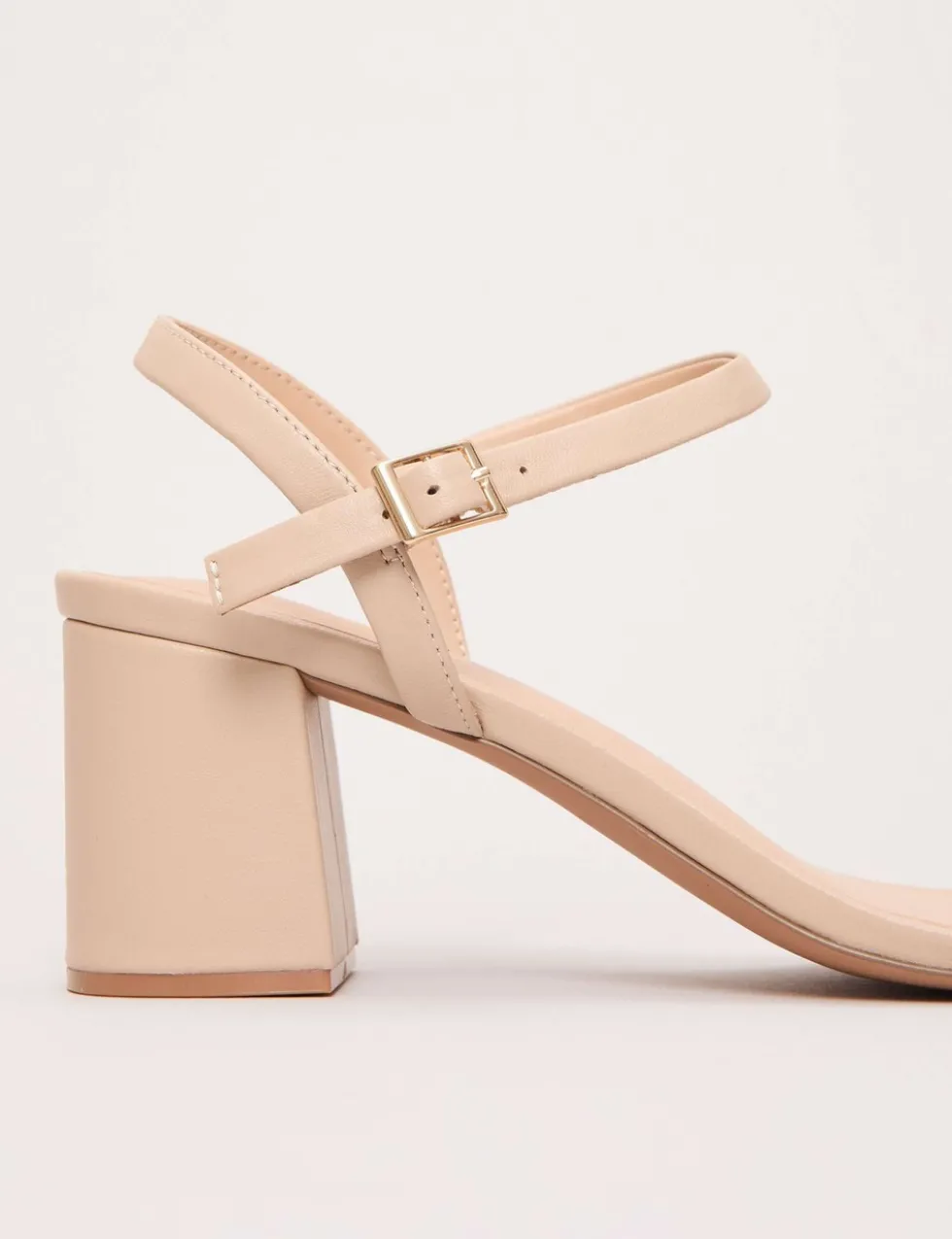 Leather Ankle Strap Block Heel Sandals