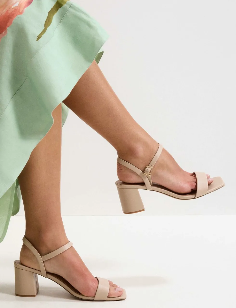Leather Ankle Strap Block Heel Sandals