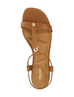 Leather Ankle Strap T Bar Block Heel Sandals