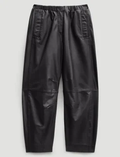 Leather Barrel Leg Trousers