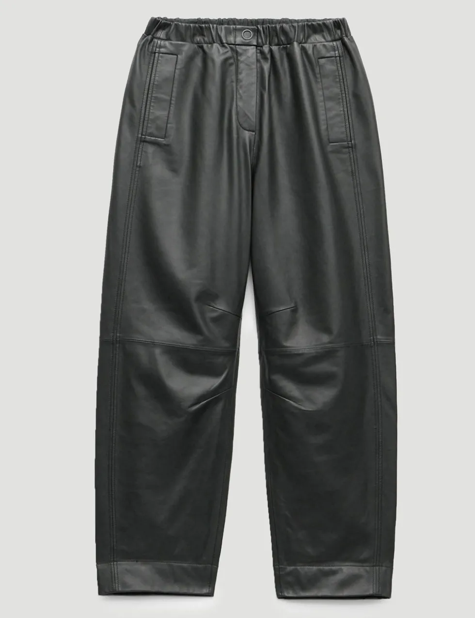 Leather Barrel Leg Trousers