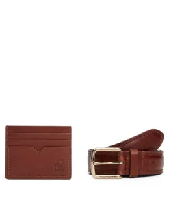 Leather Belt & Card Holder Set
