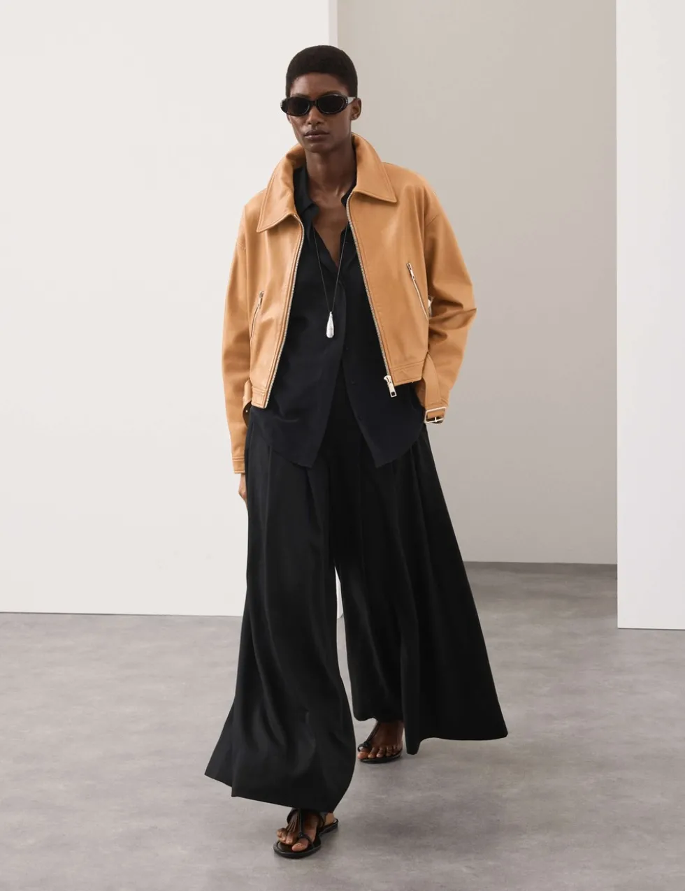 Leather Belted Biker Jacket