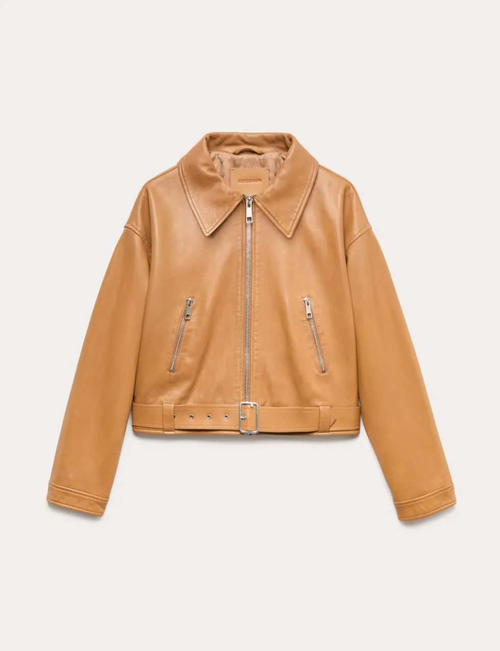 Leather Belted Biker Jacket