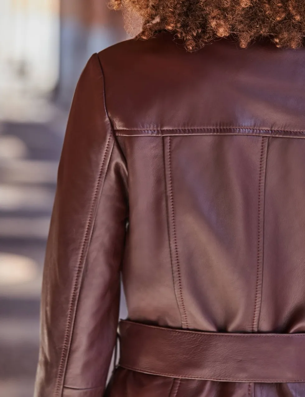 Leather Belted Double Breasted Trench Coat