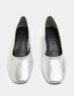 Leather Block Heel Pumps