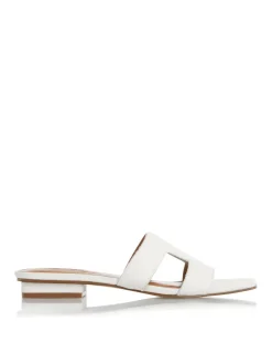 Leather Block Heel Sliders