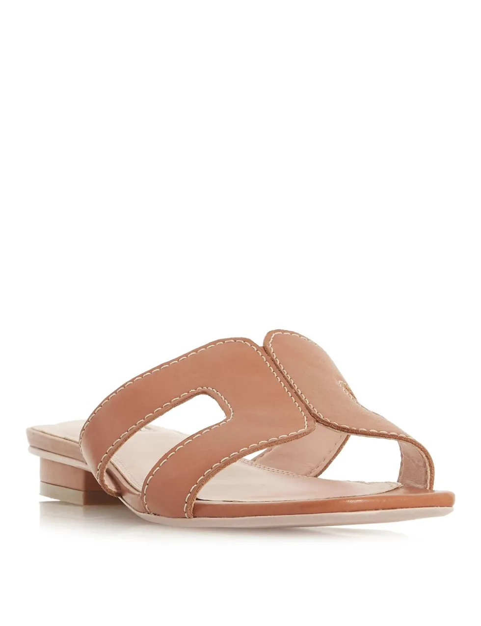 Leather Block Heel Sliders