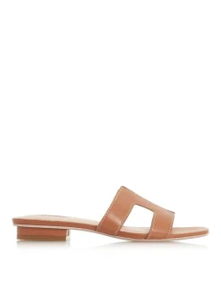 Leather Block Heel Sliders