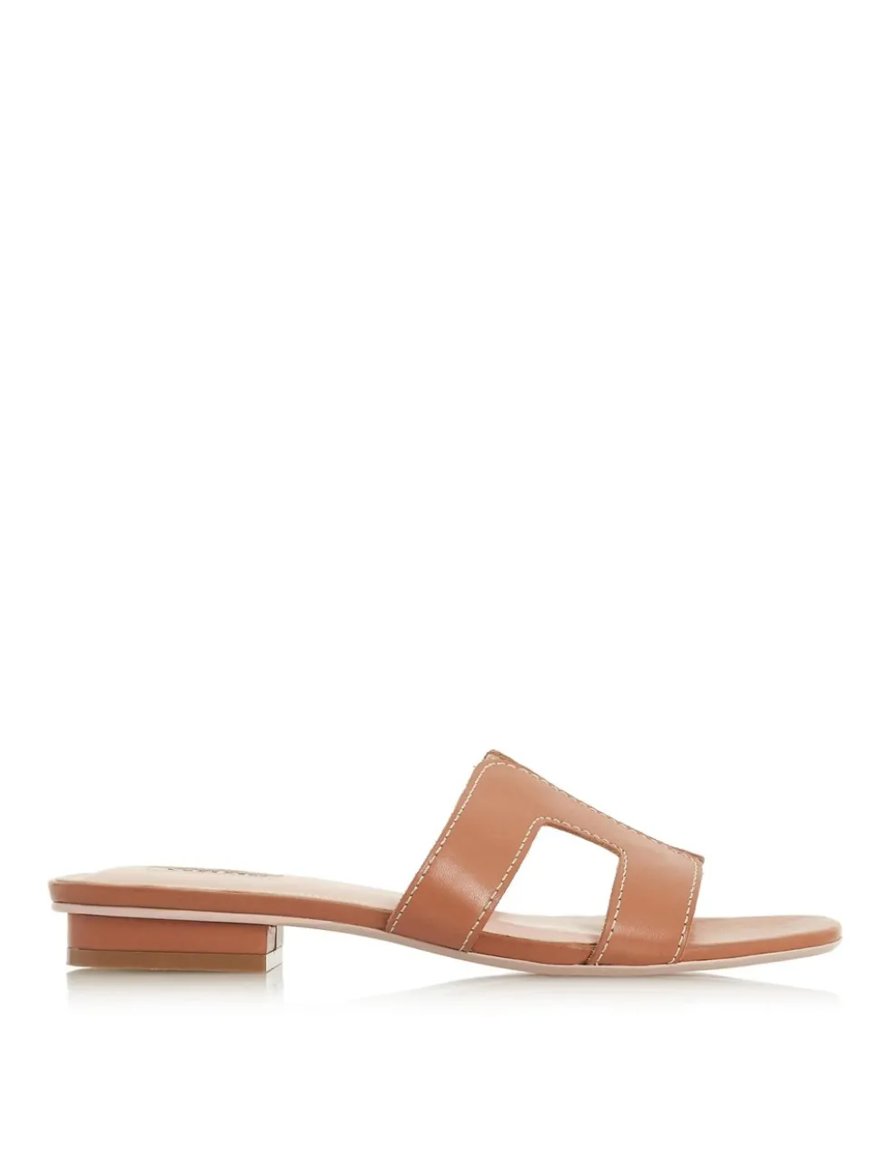 Leather Block Heel Sliders