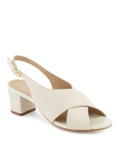 Leather Block Heel Slingback Sandals