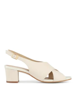 Leather Block Heel Slingback Sandals