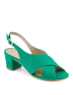 Leather Block Heel Slingback Sandals