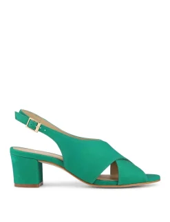Leather Block Heel Slingback Sandals