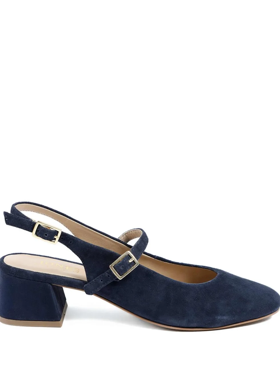 Leather Block Heel Slingback Mary Jane Shoes