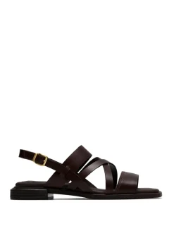 Leather Block Heel Square Toe Sandals