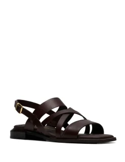 Leather Block Heel Square Toe Sandals