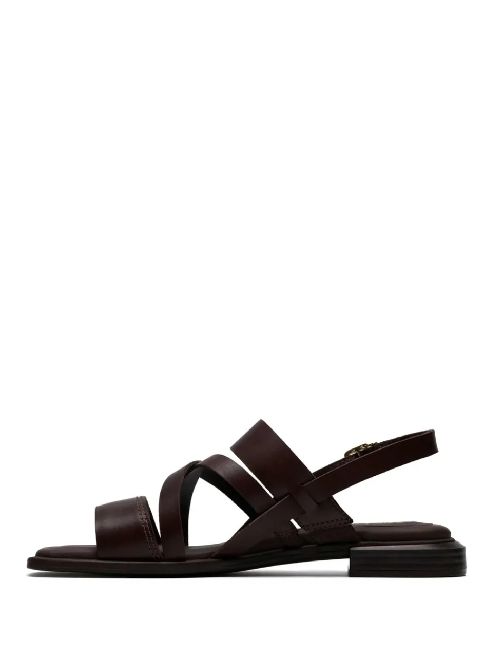 Leather Block Heel Square Toe Sandals
