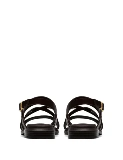 Leather Block Heel Square Toe Sandals