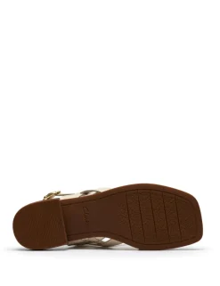 Leather Block Heel Square Toe Sandals