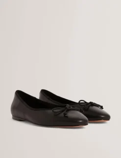 Leather Bow Flat Ballet Pumps