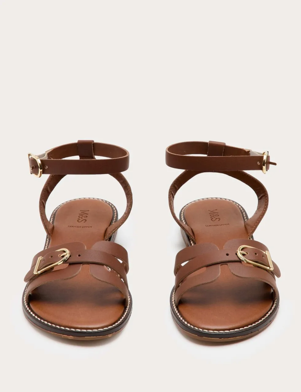 Leather Buckle Ankle Strap Sandals